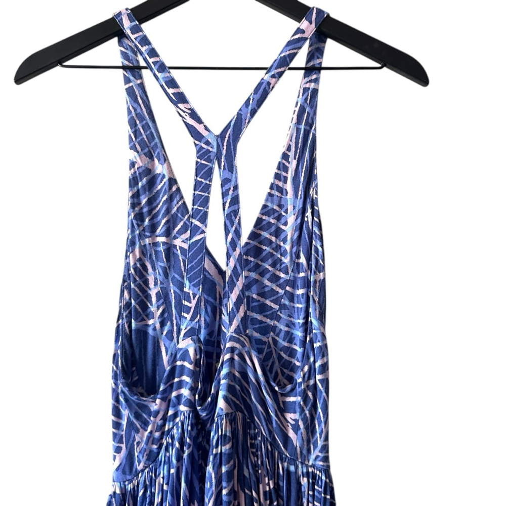 Kimchi Blue Blue Leaf Print Strappy Skater Romper Size L - Picture 8 of 11